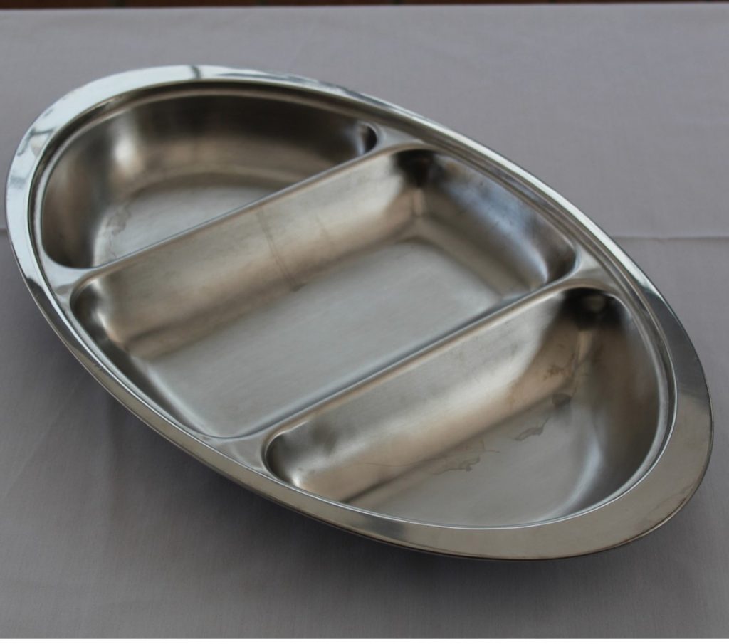 Three Section Stainless Steel Serving Platter Serving Equipment Hire