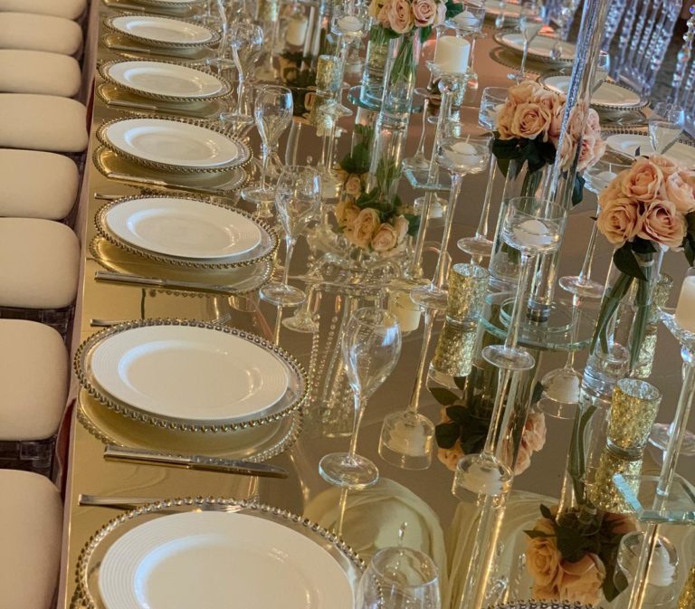 Gold Bead Glass Charger Plate Charger Plates, Crockery Hire Arden Hire