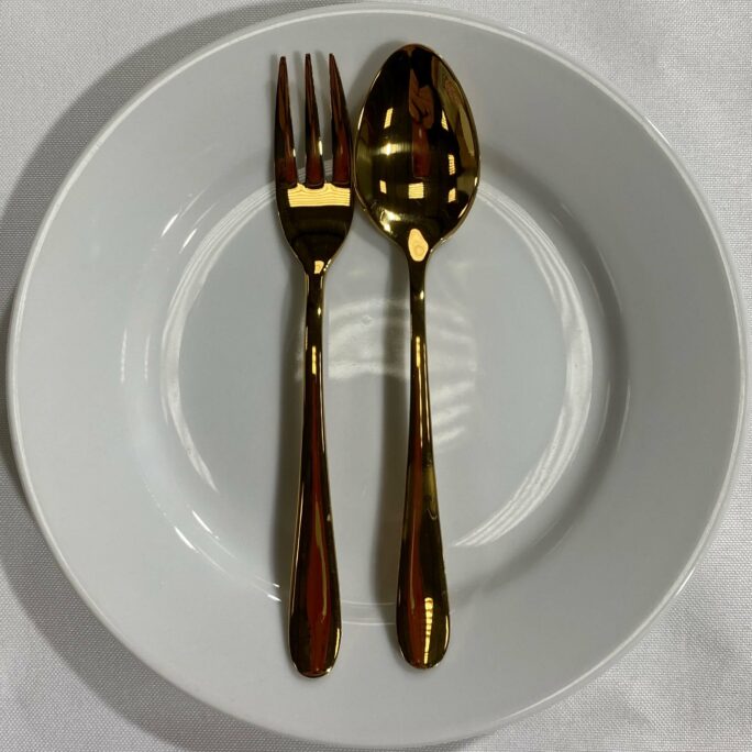 Gold cake fork and spoob