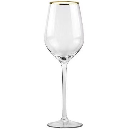 gold rim white wine glass