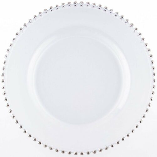 Silver Bead Glass Charger Plate Charger Plates Arden Hire